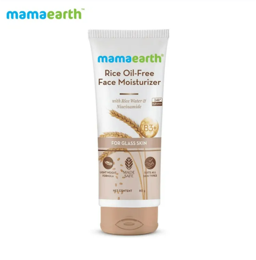 Mamaearth Rice Oil-Free Face Moisturizer for Oily Skin, With Rice Water & Niacinamide for Glass Skin - 80 g
